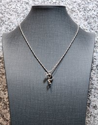 JB341 Vintage Sterling Silver 925 Signed ARTISAN Kokopelli Charm Pendant And Necklace ITALY