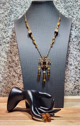 JB360 Vintage Costume Jewelry Set - Necklace And Earrings