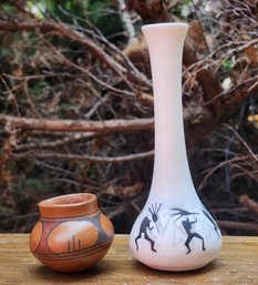 (2) Native American Style Ceramic Pottery Vessels