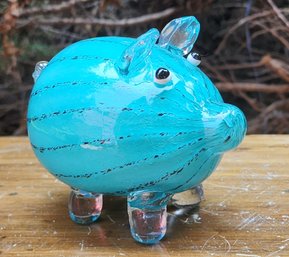 Vintage Handblown Art Glass Pig Figure Home Decor