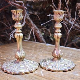 (2) Vintage Brass Candlestick Holders