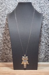 JB388 Wonderful Vintage REED AND BARTON Sterling Silver OWL Whistle Pendant With Sterling Long Necklace