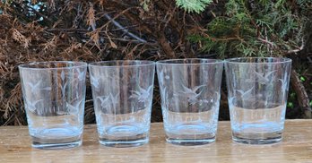 (4) Water Fowl Theme Bourbon Scotch Whiskey Barware Drinking Glasses