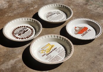 (4) Ceramic Pie Plate Cookware Ingredient Theme Selections