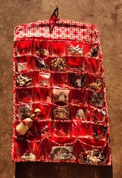 2-Sided Hanging Red Color Organizer With Assorted Jewelry Selections