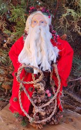 Vintage Wooden Santa Claus Christmas Tree Topper