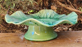 Vintage Ceramic Large Green Serving Platter