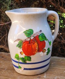 Vintage Ceramic Handpainted Fruit Theme Pitcher Folk Art