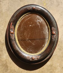 Antique Wooden Circular Hanging Mirror