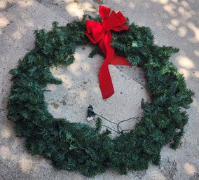 Vintage HUGE 35' Hanging Christmas Wreath With Red Lights