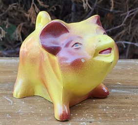 Vintage Cast Iron Metal Painted Piggy Bank