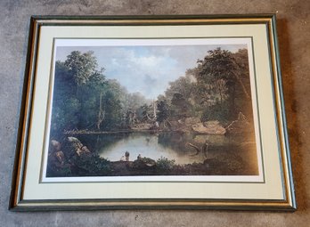 Vintage Framed Fine Art Print 'Blue Hole Flood Waters Little Miami River'