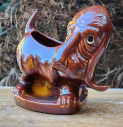 Vintage Brown Ceramic Hound Dog Home Decor Figure