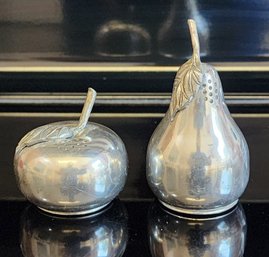 Vintage Pair Of KIRK PEWTER Salt And Pepper Shakers Fruit Theme