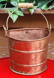 Vintage Copper Bucket With Handle Wall Accent