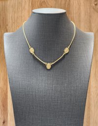 JB901 Vintage 14k Yellow Gold Necklace With Signet Style Accents