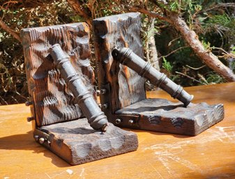 Vintage NORLEANS Bookends Wooden Canon Style Selections