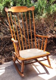 Vintage Solid Wood Spindle Back Rocking Chair