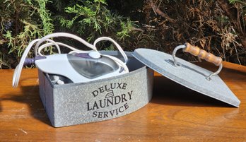 DELUXE LAUNDRY SERVICE Metal Iron Storage With Steamer Tool