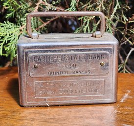 Vintage Metal FARMERS STATE BANK Coin Deposit Vault