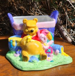 Vintage DISNEY Winnie The Pooh And Piglet Ceramic Decorstohe Flower Pot