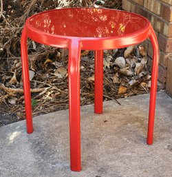 Vintage Red Side Table Shaded Red Tone Glass And Metal Frame