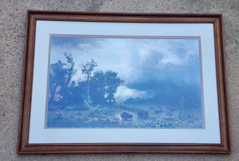 Vintage Framed Fine Art Print 'Buffalo Trail' By Albert Bierstadt