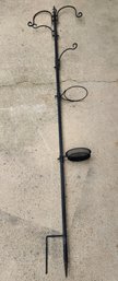 Large 7 Foot Tall Black Triple Hanger Yard Lawn Decor Stake Accent