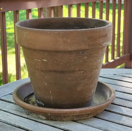 Vintage Large Ceramic Flower Pot With Saucer #1