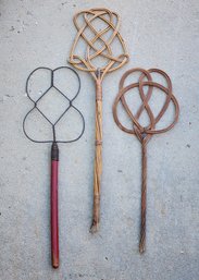 (3) Vintage Rug Beater Hand Tool Selections