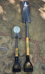 (2) AMES Hand Shovels Wood Handle