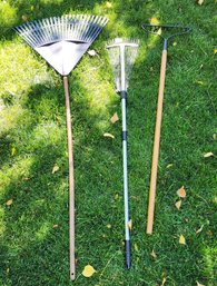 (3) Lawn And Garden Rake Hand Tools