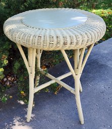 Vintage Tall Rattan Wicker Side Table