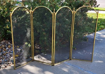 Vintage Brass Tone Fireplace Folding Screen