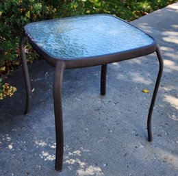 Contemporary Patio Side Table With Ripple Glass Top