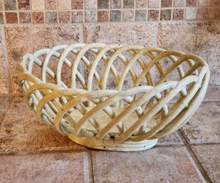 Vintage Ceramic Woven Lattice Style Decorative Bowl