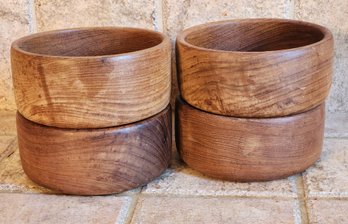 Vintage Set Of (4) Mid Century Modern GOODWOOD Teak Bowls