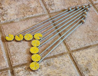 Collection Of Vintage Lemon Slice Theme Stir Sticks