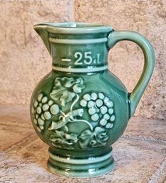 Vintage Revol La Porcelaine French 25 CL Glazed Green 5 Wine Pitcher