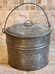 Vintage Metal Bucket With Lid