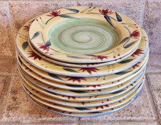 Vintage Handpainted PIER 1 Plate And Bowl Set