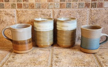 Vintage Assortment Of Handmade Ceramic Coffee Cocoa Mugs