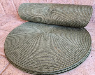 Assortment Of (7) Dark Green Soft Woven Chargers