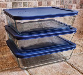 (3) Pyrex Covered Glass Containers