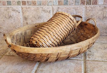 (2) Vintage Home Decor Woven Basket Selections