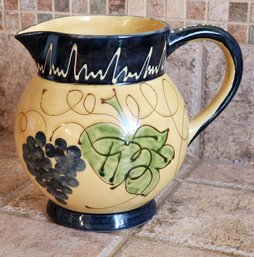 Vintage LE-POET LAVAL Made In France Handpainted Ceramic Bevarage Pitcher