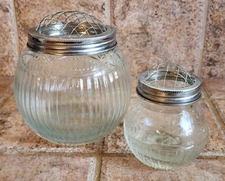 (2) Vintage Glass Base Flower Frog Dome Lids