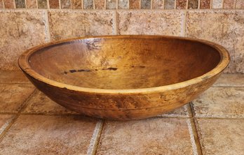 Vintage Large Hand Turned Wooden Dough Bowl