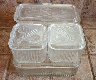 Vintage Mid Century Modern Vegetable Storage System Glass With Lids