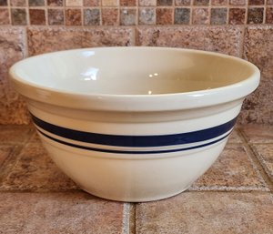 Contemporary ROSEVILLE Large Mixing Bowl Ceramic Blue Striped